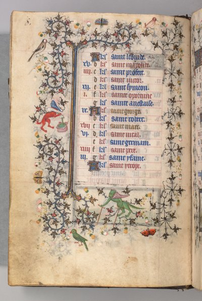 Horas de Carlos el Noble, Rey de Navarra 1361-1425: fol. 4v, abril, c. 1405 de Master of the Brussels Initials and Associates