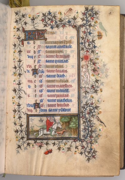 Horas de Carlos el Noble, Rey de Navarra 1361-1425: fol. 5r, Mayo, c. 1405 de Master of the Brussels Initials and Associates