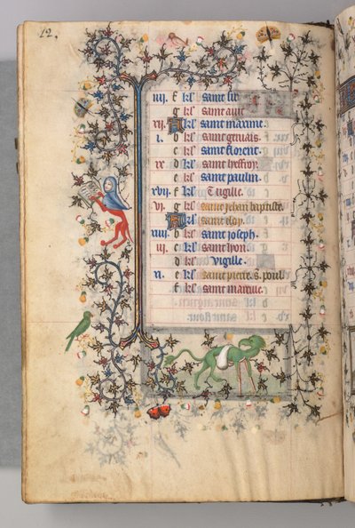Horas de Carlos el Noble, Rey de Navarra 1361-1425: fol. 6v, Junio, c. 1405 de Master of the Brussels Initials and Associates