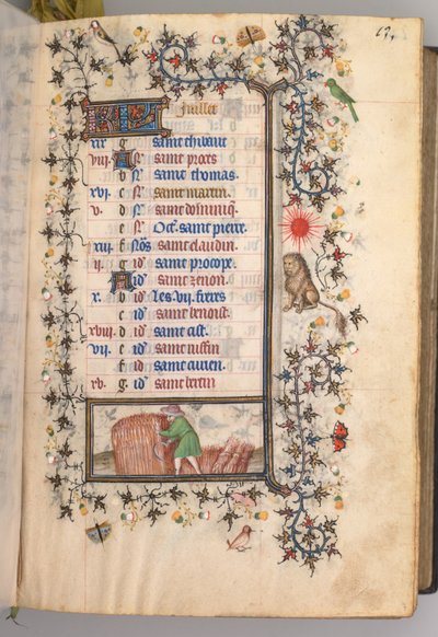 Horas de Carlos el Noble, Rey de Navarra 1361-1425: fol. 7r, julio, c. 1405 de Master of the Brussels Initials and Associates