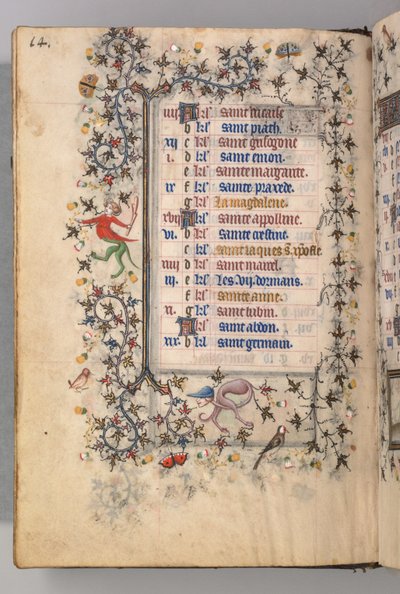 Horas de Carlos el Noble, Rey de Navarra 1361-1425: fol. 7v, Julio, c. 1405 de Master of the Brussels Initials and Associates