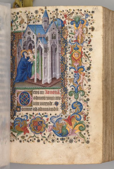 Horas de Carlos el Noble, Rey de Navarra 1361-1425: fol. 82vr, Presentación..., c. 1405 de Master of the Brussels Initials and Associates