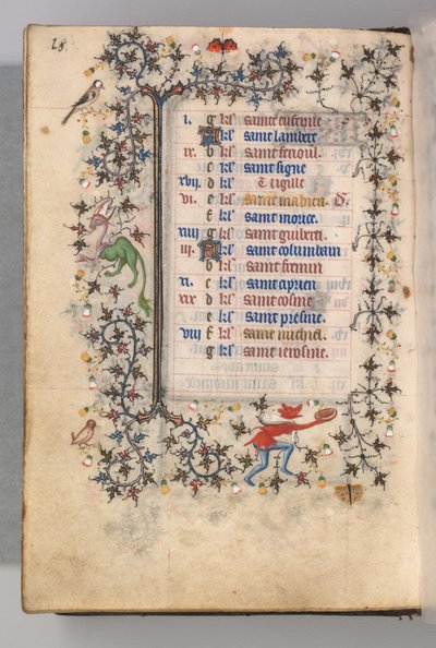 Horas de Carlos el Noble, Rey de Navarra 1361-1425: fol. 9v, Septiembre, c. 1405 de Master of the Brussels Initials and Associates