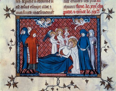 Muerte de San Luis en Túnez el 25 de agosto de 1270. Miniatura del manuscrito 