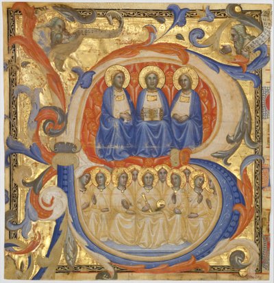 La Trinidad en una inicial B, probablemente 1387 de Master of the Codex Rossiano