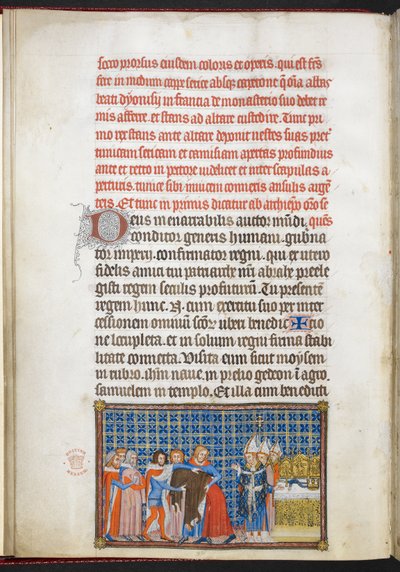 Algodón Tiberio B. VIII f.47v El Rey quitándose la ropa exterior, ilustración de 