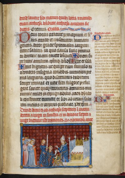 Algodón Tiberio B. VIII f.57r El Rey recibiendo el anillo 