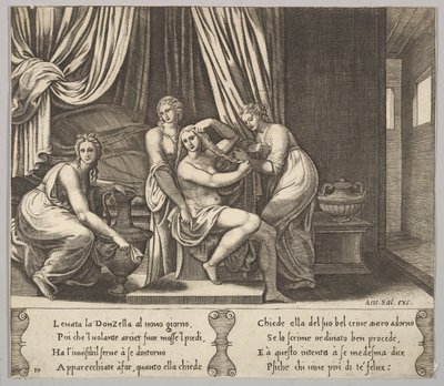 Placa 10: ninfas ayudando a Psique a peinarse, de 