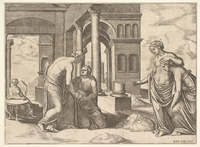 Placa 22: Venus ordenando a Psique que clasifique un montón de grano, de la 