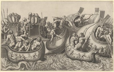 Speculum Romanae Magnificentiae: Batalla naval, siglo XVI de Master of the Die