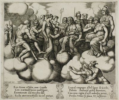 Venus y Cupido Suplicando su Causa ante Júpiter y Otros Dioses de Master of the Die