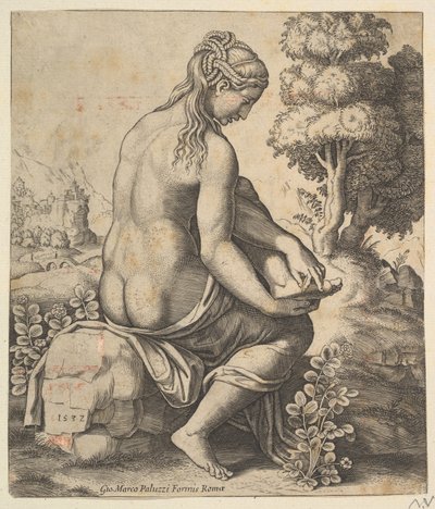 Venus quitándose una espina del pie, 1532 de Master of the Die