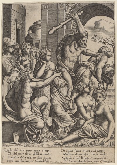 La Envidia Expulsada del Templo de las Musas de Master of the Die after Baldassare Peruzzi