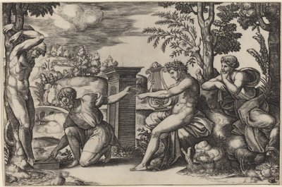 Apolo y Marsias de Master of the Die after Raphael