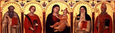 Madonna y Niño con Santos de Master of the Dominican Effigies