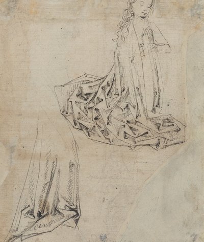 Figura Femenina Arrodillada en Oración de Master of the Drapery Studies