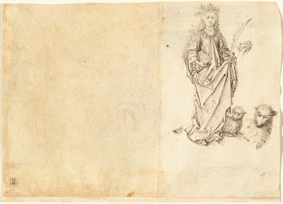 Santa Inés (reverso) de Master of the Drapery Studies after Martin Schongauer