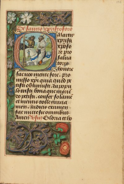 Inicial O: San Cristóbal de Master of the Dresden Prayer Book