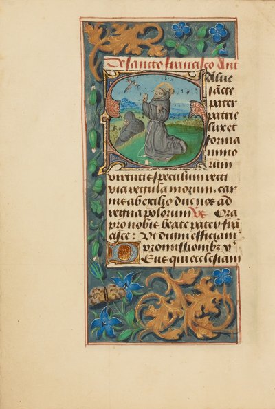 S. Inicial La estigmatización de San Francisco de Master of the Dresden Prayer Book