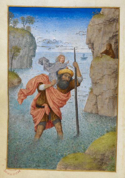 San Cristóbal llevando al Niño Jesús. de Master of the Dresden Prayer Books