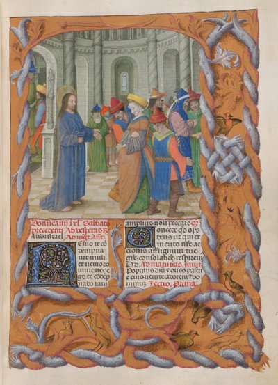 Temporal (1ª parte: del Primer Domingo de Adviento al Sábado Santo). Cristo y la mujer sorprendida en adulterio (IV Domingo de Cuaresma). de Master of the Dresden Prayer Books