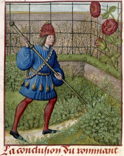El Amante, en el jardín, cuida de la Rosa. de Master of the Dresden Prayer Books
