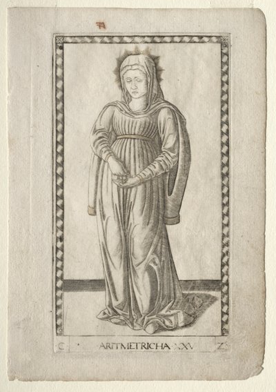 Aritmética del Tarocchi, serie C: Artes Liberales, #25, antes de 1467 de Master of the E Series Tarocchi