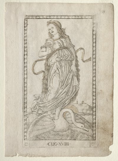 Clio historia de la serie Tarocchi D: Apolo y las Musas, #19, antes de 1467 de Master of the E Series Tarocchi