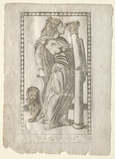 Forteza de los Tarocchi, serie B: Principios Cósmicos y Virtudes, #36, antes de 1467 de Master of the E Series Tarocchi
