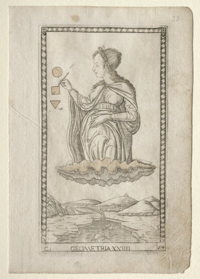 Geometría de los Tarocchi, serie C: Artes Liberales, #24, antes de 1467 de Master of the E Series Tarocchi