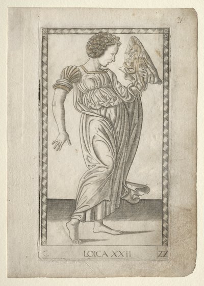 Lógica de los Tarocchi, serie C: Artes Liberales, #22, antes de 1467 de Master of the E Series Tarocchi