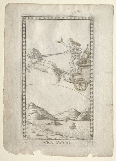 Luna del Tarocchi, serie A: Firmamentos del Universo, #41, antes de 1467 de Master of the E Series Tarocchi