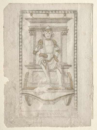 Marte de los Tarocchi, serie A: Firmamentos del Universo, #45, antes de 1467 de Master of the E Series Tarocchi