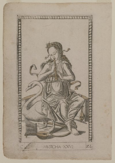 Música del Tarocchi, serie C: Artes Liberales, #26, antes de 1467 de Master of the E Series Tarocchi