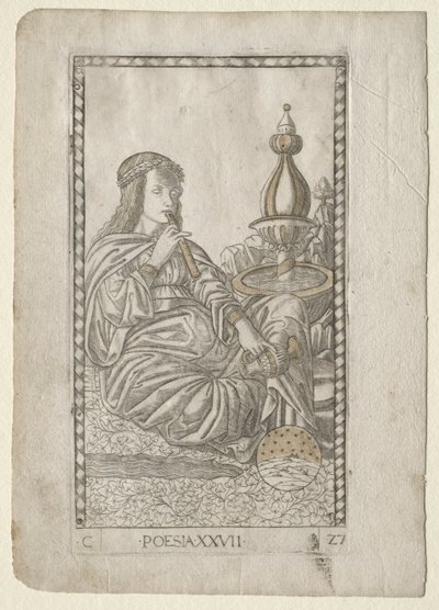 Poesía del Tarocchi, serie C: Artes Liberales, #27, antes de 1467 de Master of the E Series Tarocchi