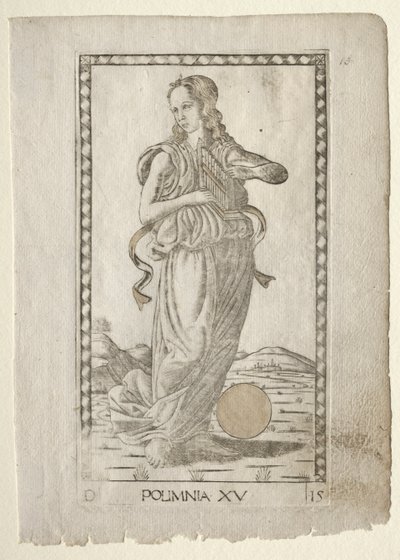 Polyhymnia himnos heroicos de la serie Tarocchi D..., antes de 1467 de Master of the E Series Tarocchi