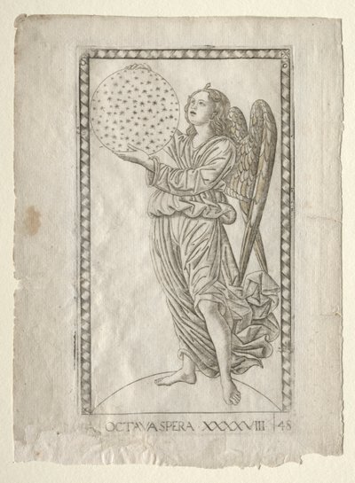 El ángel de la octava esfera de los Tarocchi, serie A..., antes de 1467 de Master of the E Series Tarocchi
