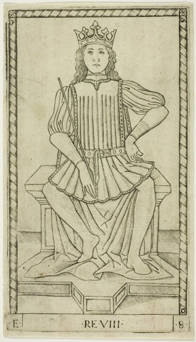 El rey, lámina ocho de Las filas y condiciones de los hombres de Master of the E Series Tarocchi