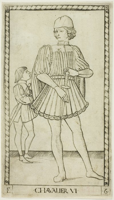 El caballero, placa seis de Las filas y condiciones de los hombres de Master of the E Series Tarocchi