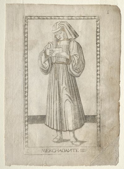 El mercader de los Tarocchi, serie E: Condiciones del Hombre, #4, antes de 1467 de Master of the E Series Tarocchi