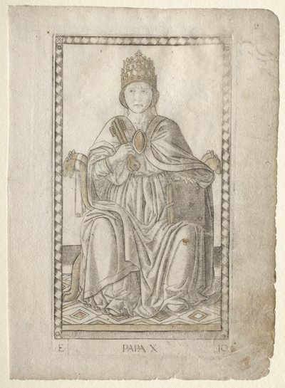 El Papa del Tarocchi, serie E: Condiciones del Hombre, #10, antes de 1467 de Master of the E Series Tarocchi