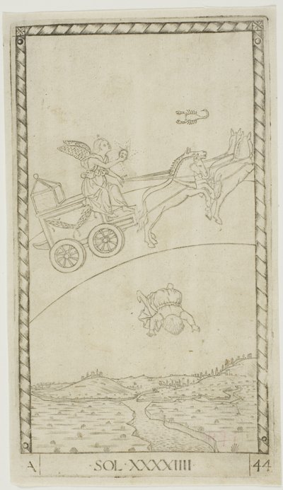 El Sol, lámina 44 de Planetas y Esferas de Master of the E Series Tarocchi