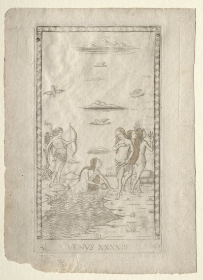 Venus de los Tarocchi, serie A: Firmamentos del Universo, #43, antes de 1467 de Master of the E Series Tarocchi