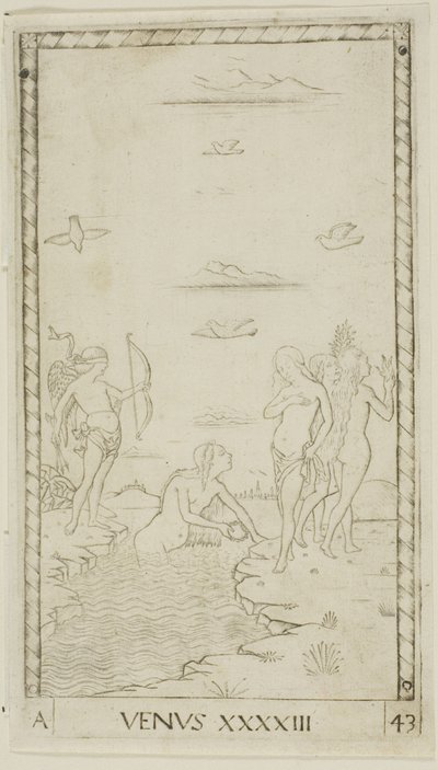 Venus, lámina 43 de Planetas y Esferas de Master of the E Series Tarocchi