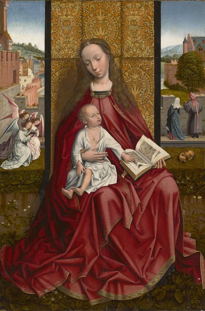 La Virgen y el Niño entronizados, c.1500 de Master of the Embroidered Foliage