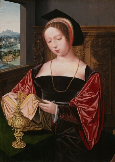 Una dama leyendo (Santa María Magdalena), c.1530 (óleo sobre tabla) de Master of the Female Half Lengths