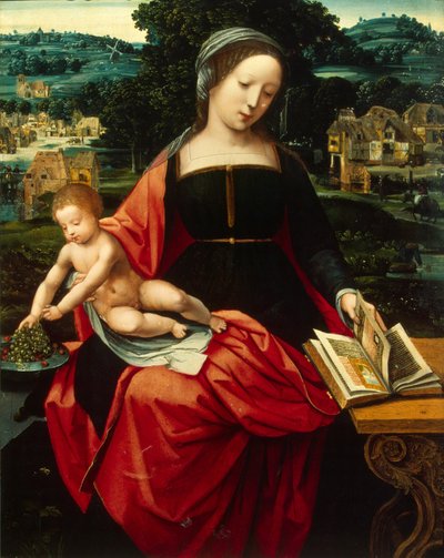 Madonna y el niño de Master of the Female Half Lengths