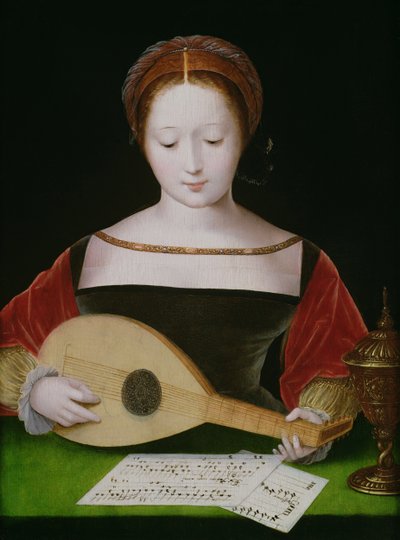 María Magdalena tocando un laúd de Master of the Female Half Lengths