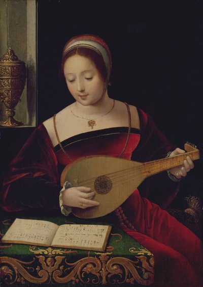 María Magdalena tocando el laúd de Master of the Female Half Lengths