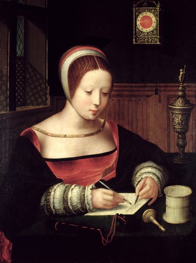 Santa María Magdalena escribiendo de Master of the Female Half Lengths